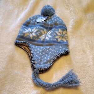 Cozy Blue and White Snowflake Kids Hat